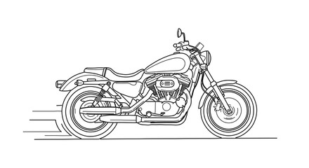 A detailed line drawing of a classic motorcycle, , showcasing its design