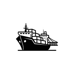 Obraz premium Cargo ship illustration against white, showing delivery transport. Detailed shipping vessel is used for delivering cargo on sea and ocean waters.