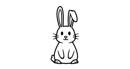 Obraz premium Illustration of a cute bunny with long ears and a fluffy tail vector drawing