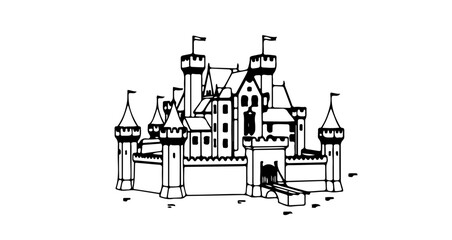 Fototapeta premium Illustration of a castle, capturing the essence of medieval architecture and fairy tales