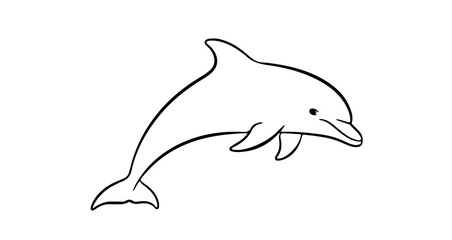 Obraz premium Illustration of a dolphin jumping out of the water, black and white drawing