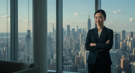 Fototapeta premium Business woman in front of building