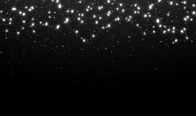 Christmas lights, holiday lights, festive lights, decorative lights, glowing lights in a sparkling garland style. Transparent PNG perfect for Overlay in seasonal designs. Includes PNG file.