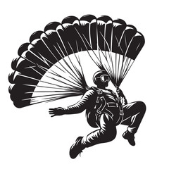 Skydiver with Parachute Silhouette