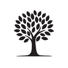 Obraz premium Abstract Tree Leaf Silhouette – Eco-Friendly Icon