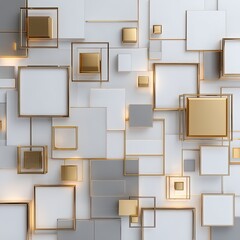 Rectangles & squares gold frames, white & gray planes