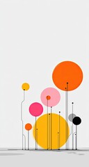 Abstract graphic of colorful circles connected by thin lines