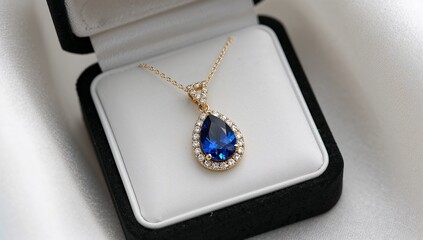 silver necklace with blue topaz