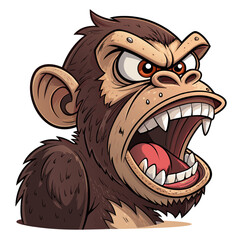 Angry Monkey Cartoon Animal Head Vector Illustration – Fierce Wild Animal Mascot Logo, SVG Clipart for Sticker or T-shirt Design