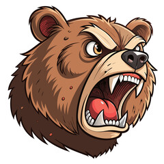 Angry Bear Cartoon Animal Head Vector Illustration – Fierce Wild Animal Mascot Logo, SVG Clipart for Sticker or T-shirt Design