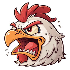 Angry Chicken Cartoon Animal Head Vector Illustration – Fierce Wild Animal Mascot Logo, SVG Clipart for Sticker or T-shirt Design
