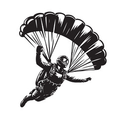 Skydiver with Parachute Silhouette