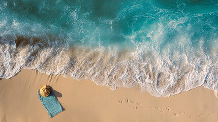 Breathtaking Seaside View of Turquoise Ocean, Palm Trees, and Pristine Beach Escape