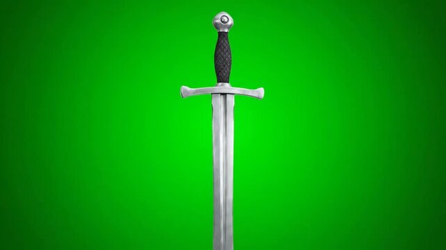 Medieval Sword Close-Up on Green Screen for Visual Effects Work
