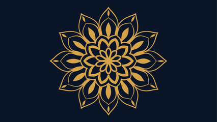 Golden floral mandala on a dark background