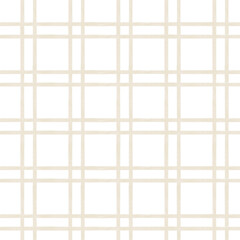 Seamless light beige checkered pattern and circles with jagged edges. Repeat pattern abstract checkered with jagged edges geometric design. Minimalist watercolor background for textile