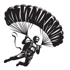 Skydiver with Parachute Silhouette