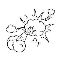Line speed cartoon effect, boom explosive motion line element set. Comic boom burst, explosive smoke, line speed cartoon vector icon. Hand drawn sketch doodle action effect