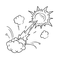 Line speed cartoon effect, boom explosive motion line element set. Comic boom burst, explosive smoke, line speed cartoon vector icon. Hand drawn sketch doodle action effect