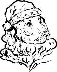 Christmas decoration Dog with Santa hat