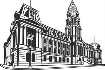 Fototapeta premium Philadelphia Free Library Parkway Central in Philadelphia, Pennsylvania, grand stone facade with Corinthian columns