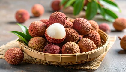 Fresh lychees in a basket