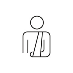 Injured Man Icon Set ? Bandaged Man with Broken Arm, Medical and Accident Symbol on White Background..eps