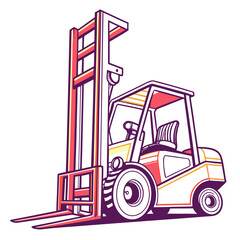 Colorful Forklift Truck Vector Graphic industrial vehicle