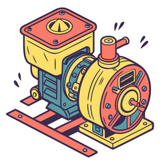 Fototapeta premium Colorful isometric engine pump machine industrial mechanical