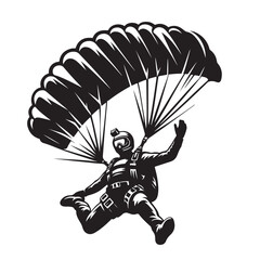 Skydiver with Parachute Silhouette