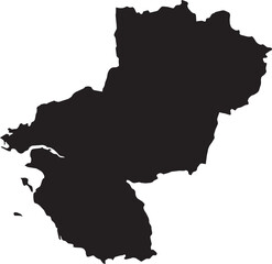 Pays de la Loire Region Map on France Isolated Silhouette