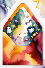 Watercolor Halloween Pattern with Ghosts and Candy | Seamless Spooky Illustration