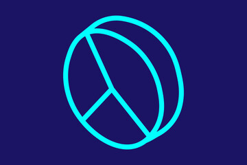 Fototapeta premium The image shows a minimalist, abstract graphic of a 3D-styled pie chart or segmented sphere.