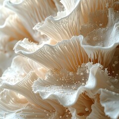 Close-up of delicate, creamy mushrooms