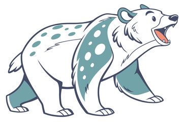 Cartoon Angry White Bear Growling on White Background Isolated
