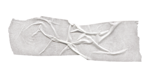 Vintage Wrinkled Tape Texture. Torn scrap with rough folded edges. Isolated ripped paper element for retro collage, craft projects, overlay effects and scrapbooking