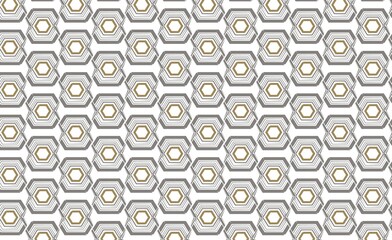 Luxury gray & gold hexagon seamless pattern. Modern geometric background with metallic accent vector design. Ideal for wedding invites, packaging, wallpaper, textiles, branding.