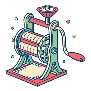 Colorful vintage printing press machine vector retro 1