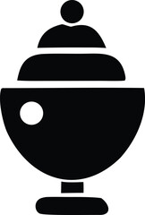 Elegant black silhouette of a vintage tea urn or coffee pot with a round lid and handle icon graphic element