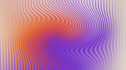 Abstract swirling lines with orange and purple gradient, 3d render