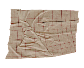 Torn Grunge Paper with Grid. Ripped wrinkled sheet on craft background with taped scrap isolated. Vintage paper texture elements for collage, scrapbooking and creative design