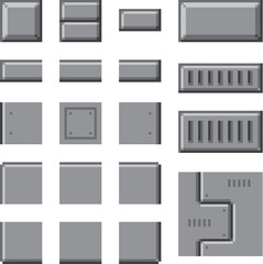 ゲーム風ドット絵　メタル背景パーツセット