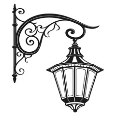 Vector illustration of a vintage street lamp