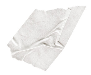 Crumpled White Torn Paper Tape. Wrinkled Vintage Texture with Folded Edges and Rough Surface. Isolated ripped paper element for collage, scrapbooking and creative overlay design