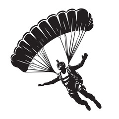 Skydiver with Parachute Silhouette