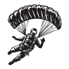 Skydiver with Parachute Silhouette
