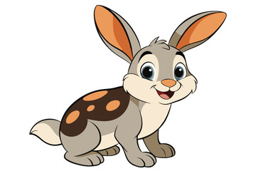 Cartoon Bunny Smiling Rabbit with Spots on a White Background