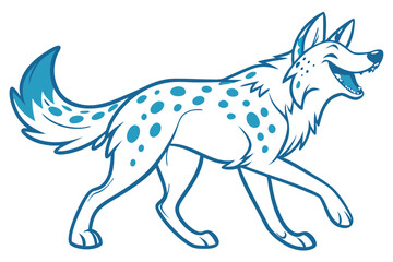 Cartoon Dog Walking Cute Happy Canine Character With Blue Spots Design