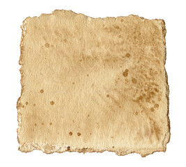 Torn Vintage Sticky Note. Retro old brown paper scrap isolated on transparent background for scrapbooking, collage, stationery craft, journal pages and creative handmade design