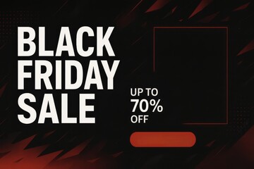 Obraz premium Black Friday Sale Banner with Red Accents, Up to 70% Off
